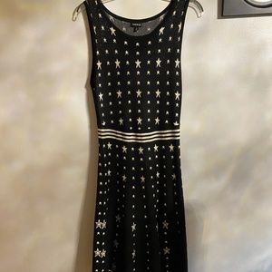 Black & White Star Sweater-knit Skater Dress